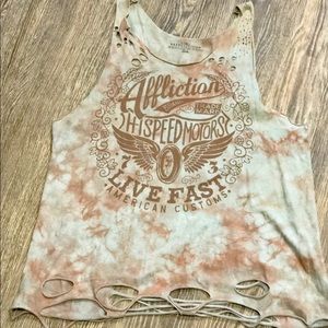 Affliction distressed tank top Large